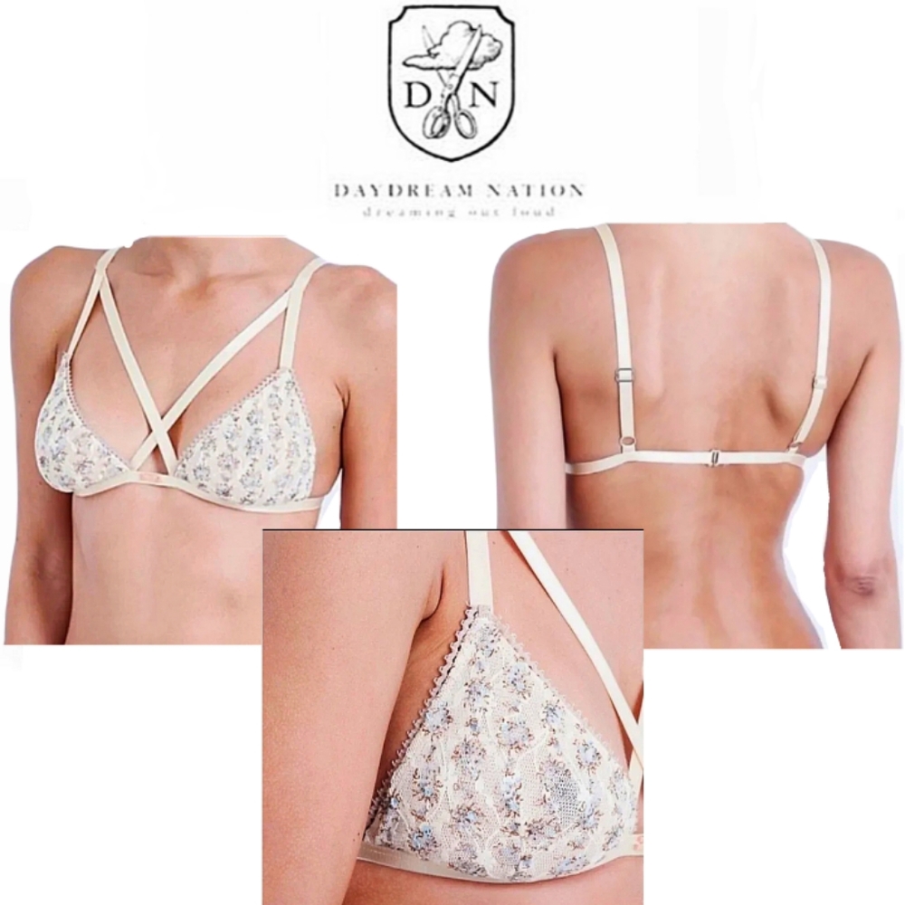 NWT Daydream Nation Dolls Kill Tan Beverly Floral Bra